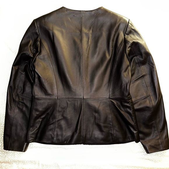 Coldwater Creek embroidered black leather jacket - Picture 2 of 7